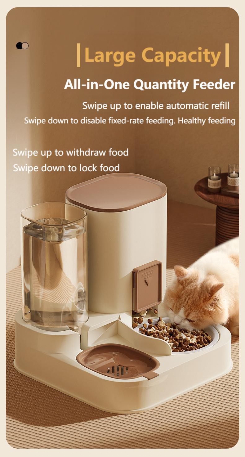 2-in-1 Pet Feeder & Water Dispenser, Stainless Steel & Food-Grade PP For Cats And Dogs High quality Brown/Blue/Green