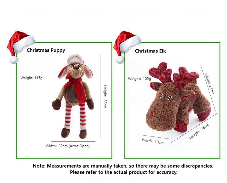 Durable Christmas Reindeer Dog Toy – Plush Chew & Interactive Play for Puppies