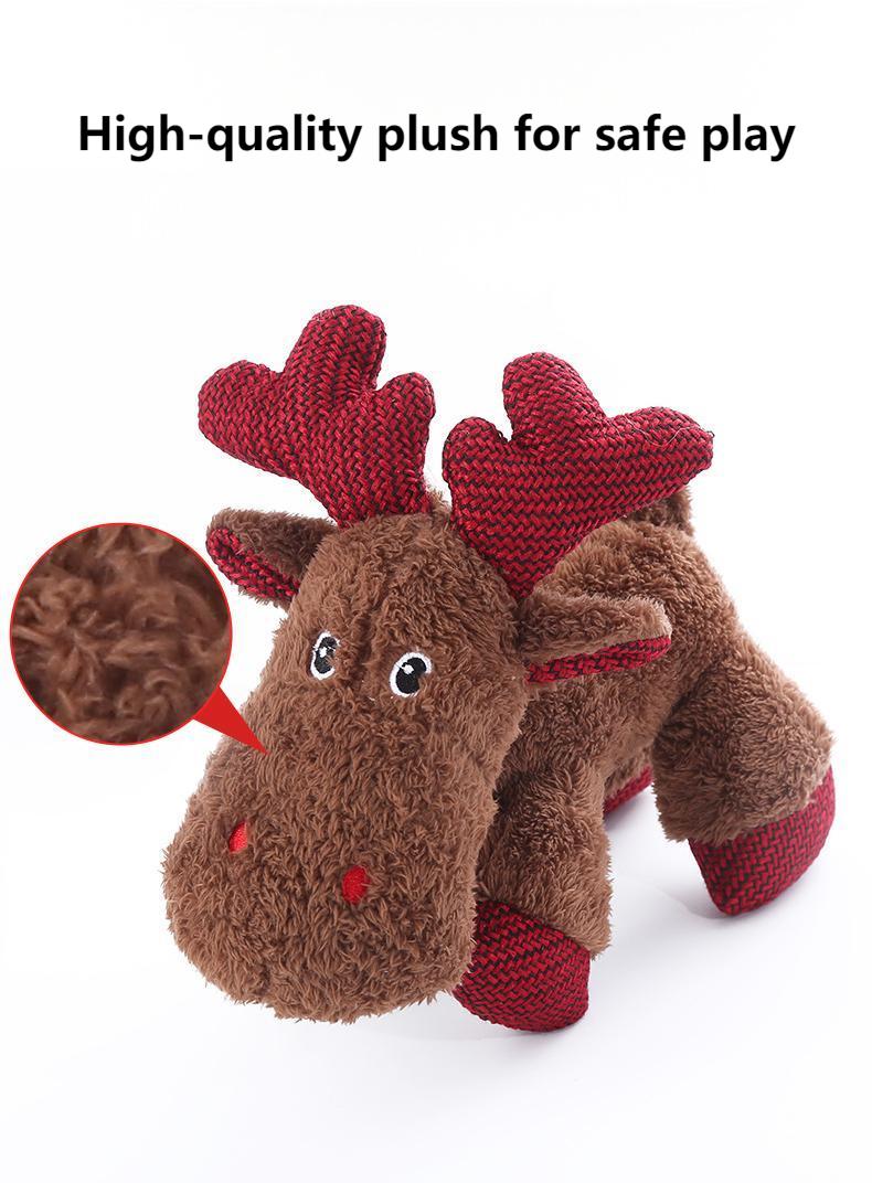 Durable Christmas Reindeer Dog Toy – Plush Chew & Interactive Play for Puppies