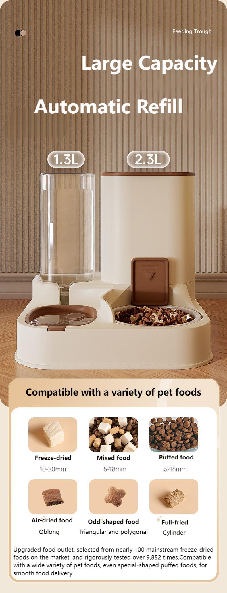 2-in-1 Pet Feeder & Water Dispenser, Stainless Steel & Food-Grade PP For Cats And Dogs High quality Brown/Blue/Green