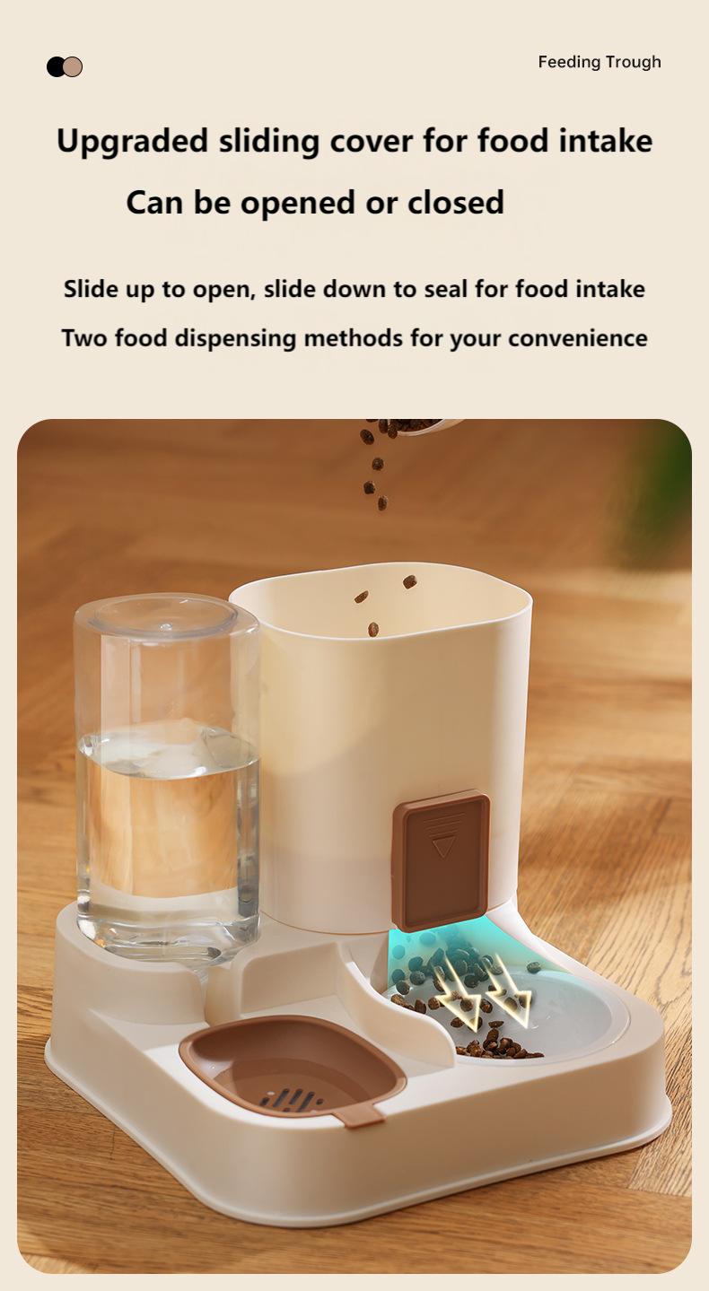 2-in-1 Pet Feeder & Water Dispenser, Stainless Steel & Food-Grade PP For Cats And Dogs High quality Brown/Blue/Green