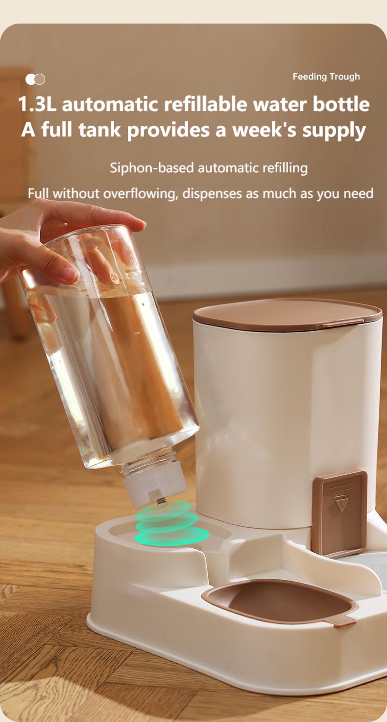 2-in-1 Pet Feeder & Water Dispenser, Stainless Steel & Food-Grade PP For Cats And Dogs High quality Brown/Blue/Green