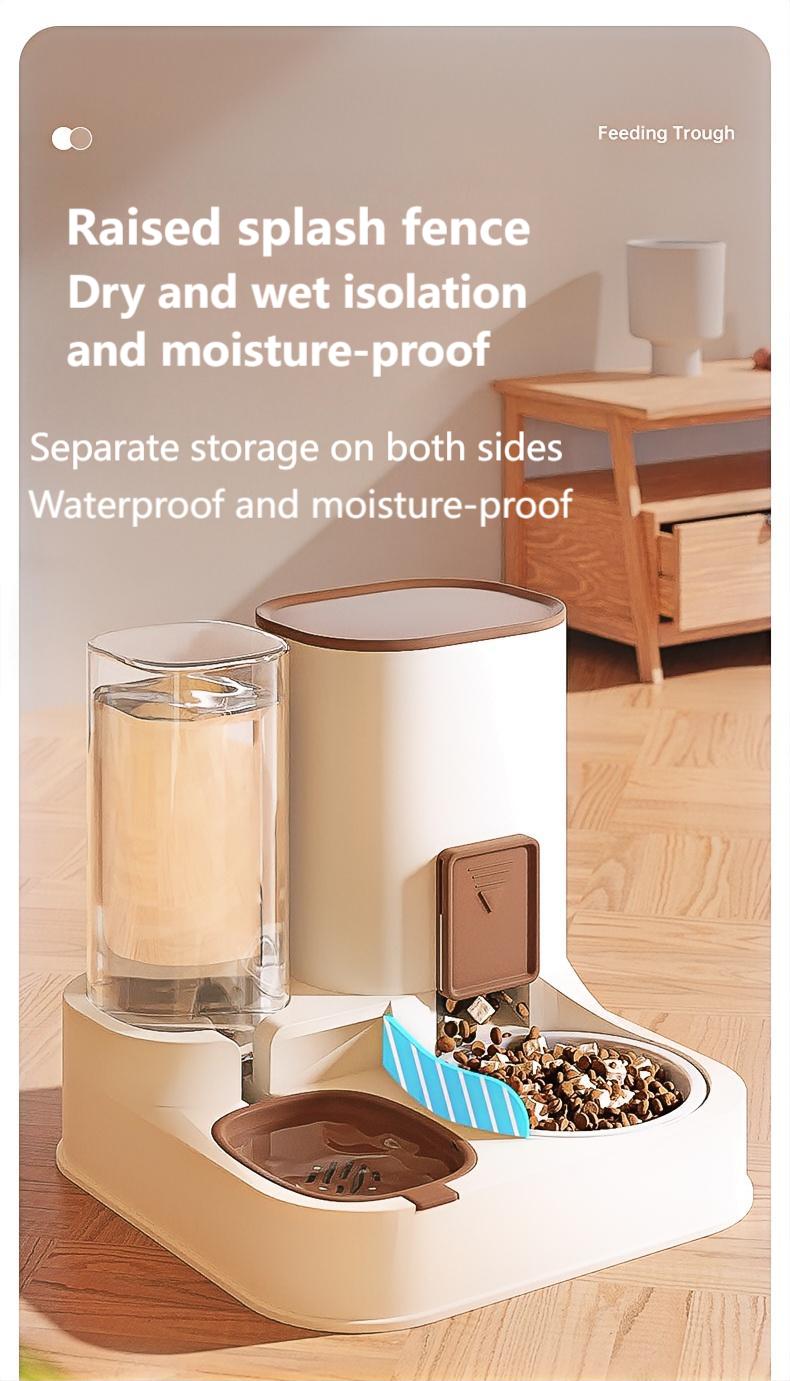 2-in-1 Pet Feeder & Water Dispenser, Stainless Steel & Food-Grade PP For Cats And Dogs High quality Brown/Blue/Green
