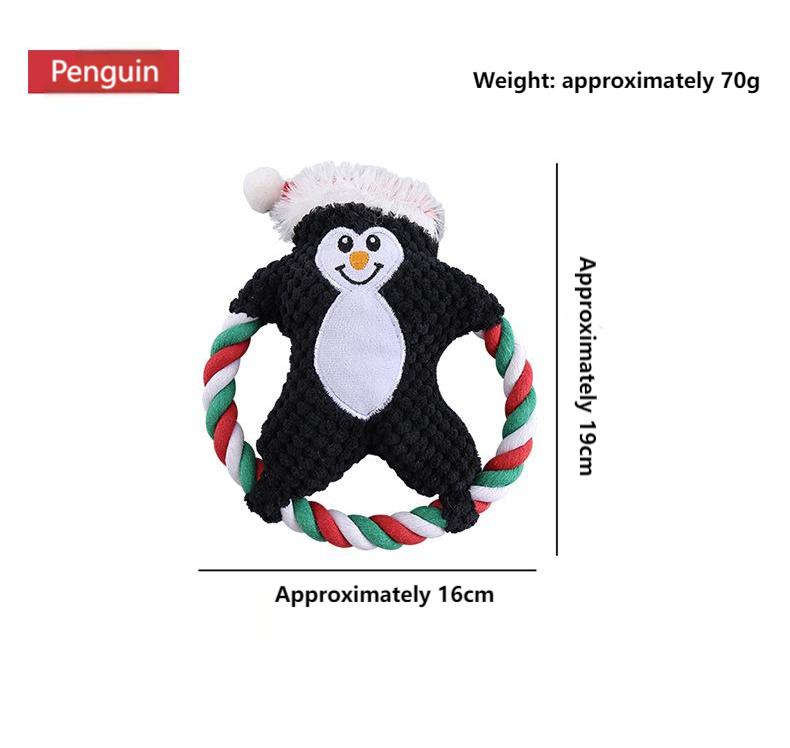 Christmas Plush Dog Toy – Squeaky Chew & Interactive Cotton Rope Pet Toy