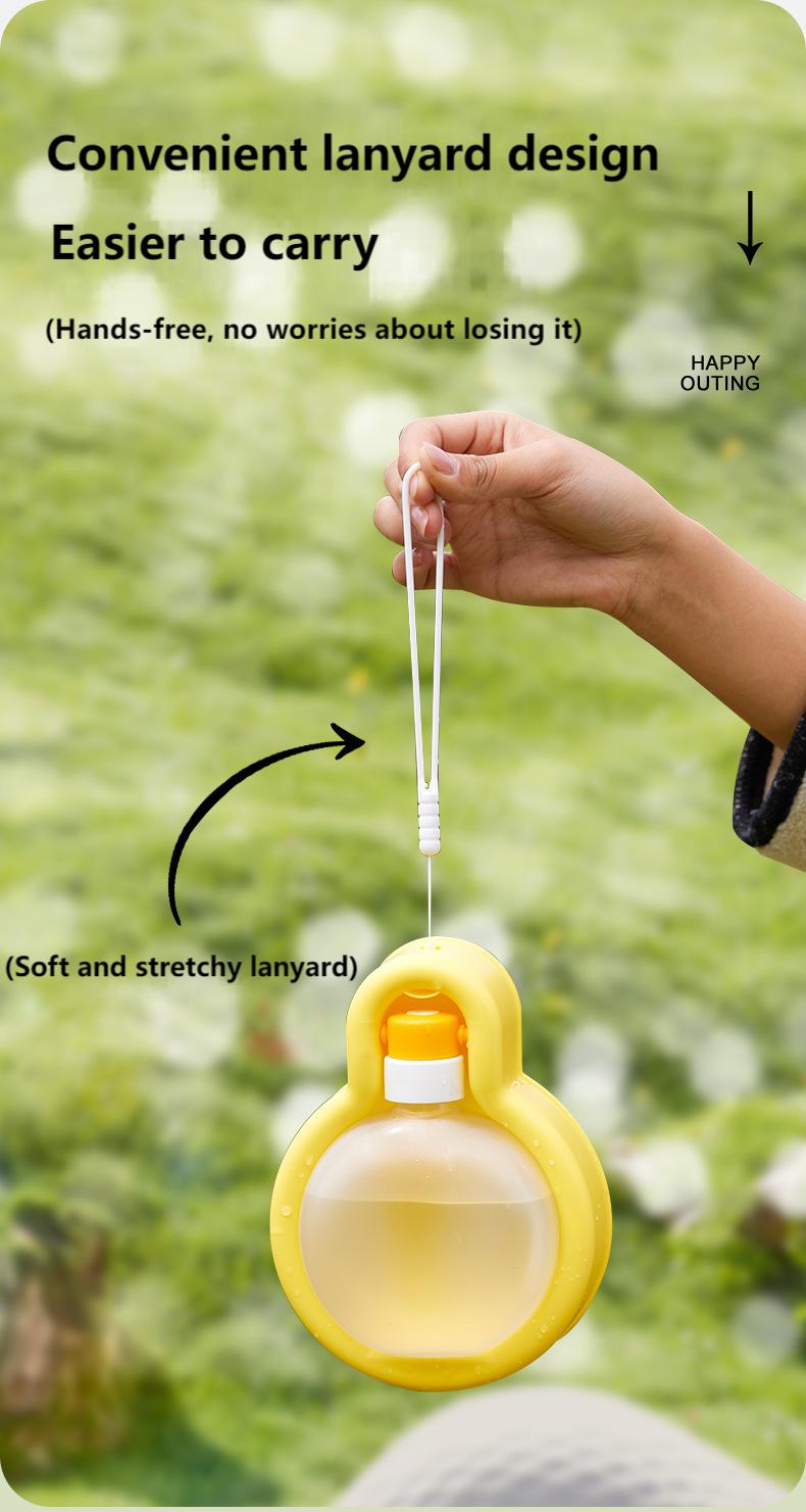 Pet Travel Water Bottle with Foldable Bowl & Carry Strap – Portable 500ml Leak-Proof Dispenser for Dogs & Cats