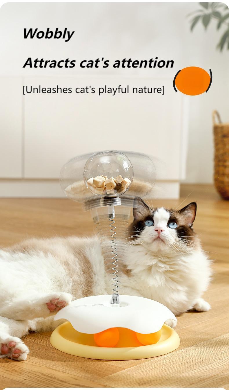 Interactive Cat Toy Set – Treat Dispensing Ball, Teaser Wand & Spinning Play Station for Self-Entertainment
