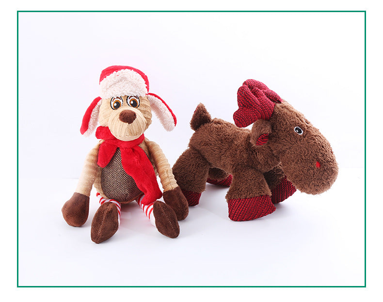 Durable Christmas Reindeer Dog Toy – Plush Chew & Interactive Play for Puppies