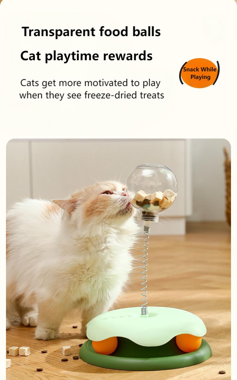 Interactive Cat Toy Set – Treat Dispensing Ball, Teaser Wand & Spinning Play Station for Self-Entertainment