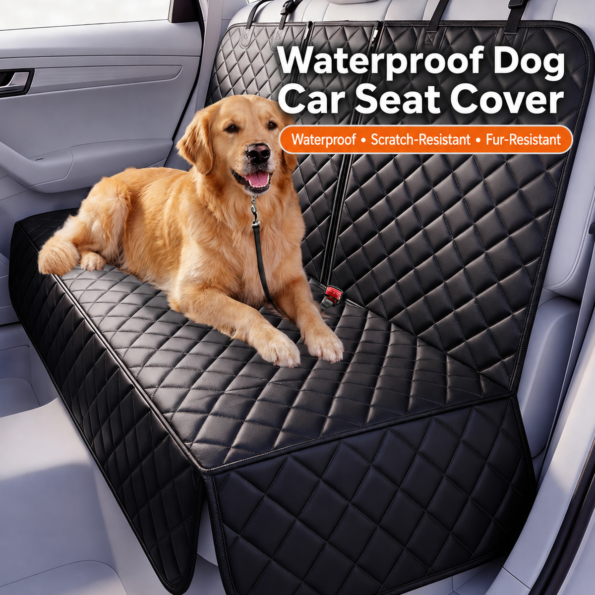 AuriPaw Waterproof Dog Car Seat Cover – Scratch-Resistant Rear Bench Protector with Armrest Access