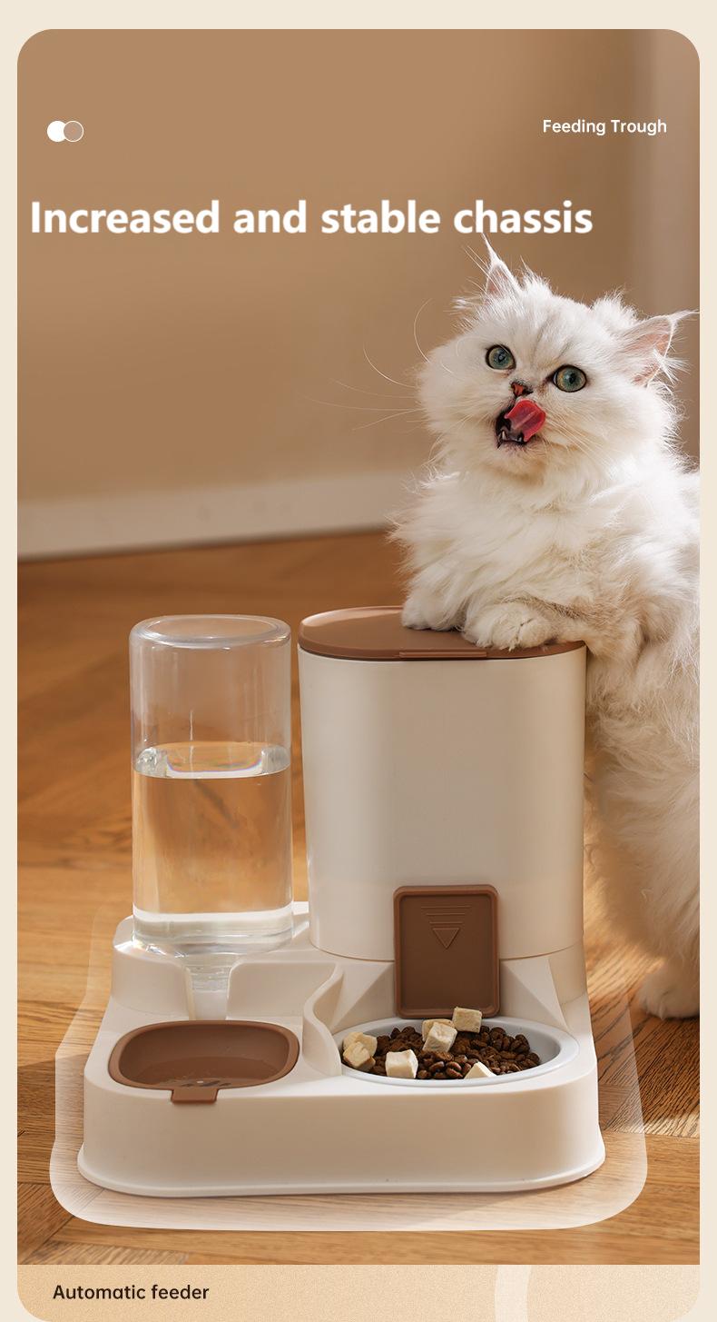 2-in-1 Pet Feeder & Water Dispenser, Stainless Steel & Food-Grade PP For Cats And Dogs High quality Brown/Blue/Green