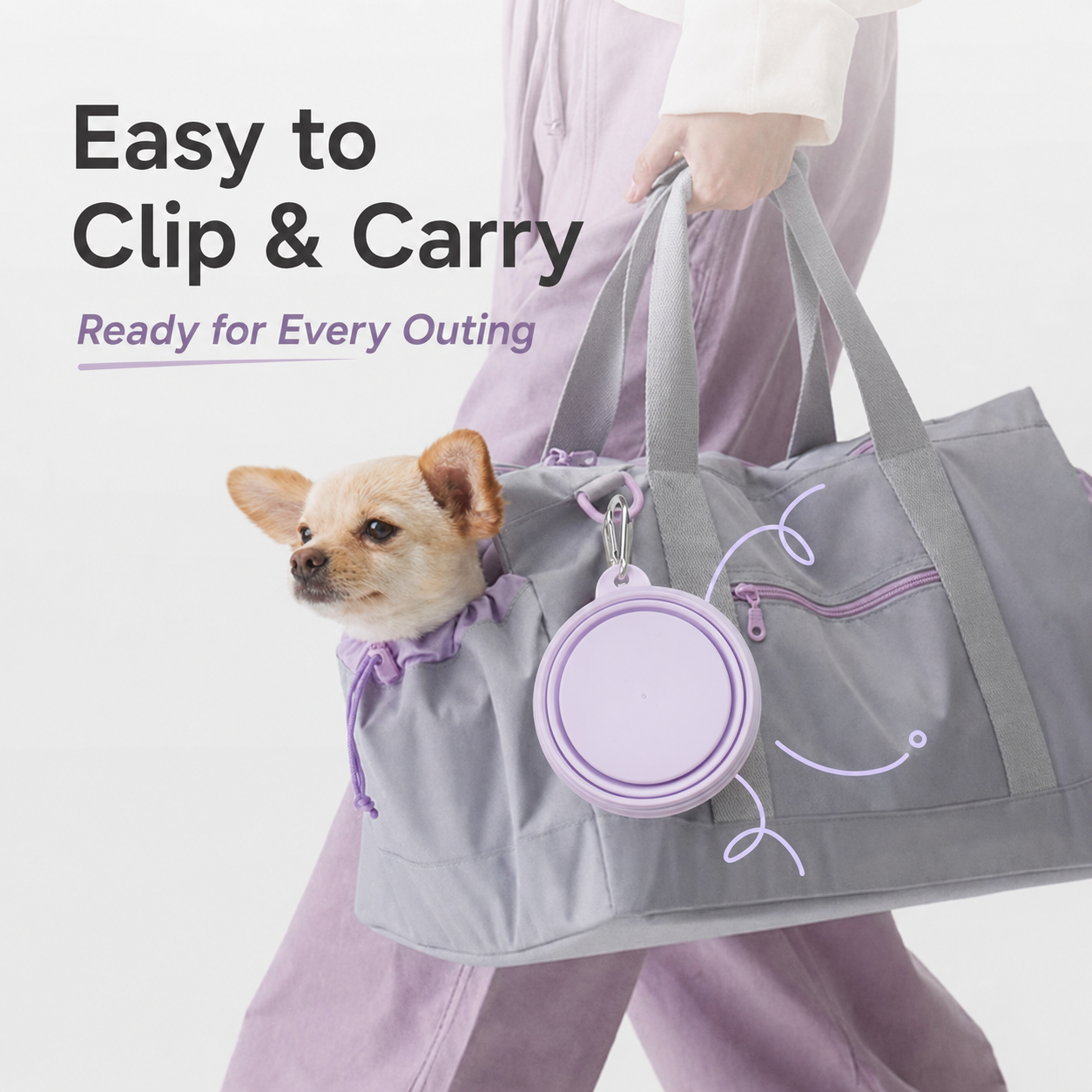 AuriPaw Collapsible Dog Travel Bowl with Carabiner 2PCS – Portable Silicone Food & Water Bowl