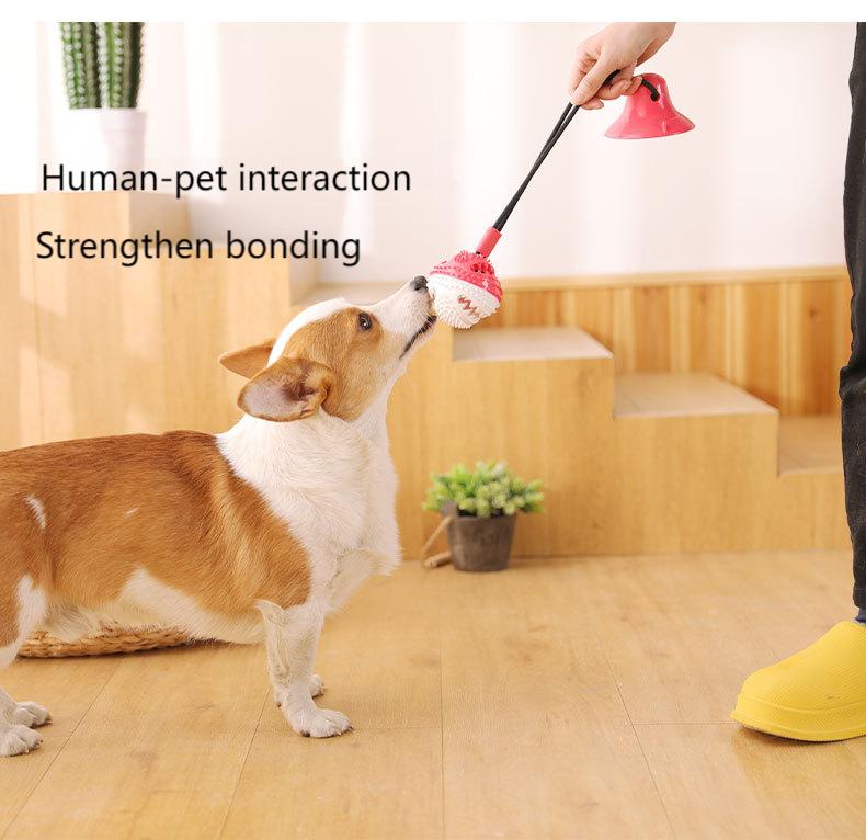 Pet Suction Cup Tug Toy Ball for Dogs – Interactive TPR Chew Toy with Round & Rugby Ball Options, Durable & Fun Training Play