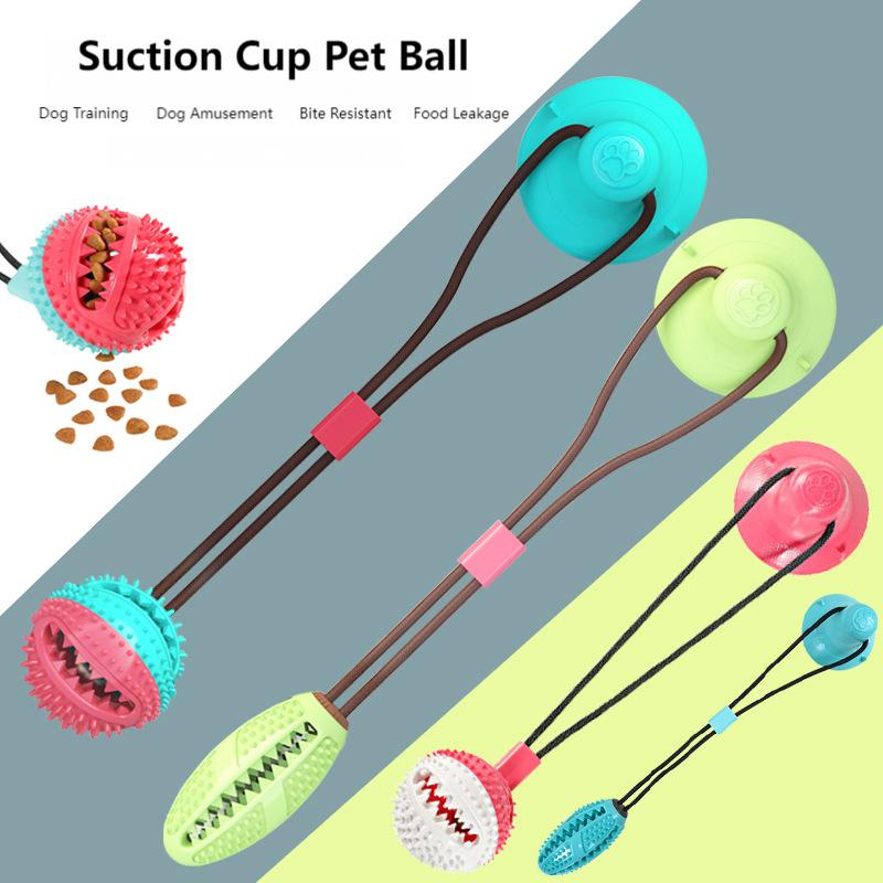 Pet Suction Cup Tug Toy Ball for Dogs – Interactive TPR Chew Toy with Round & Rugby Ball Options, Durable & Fun Training Play