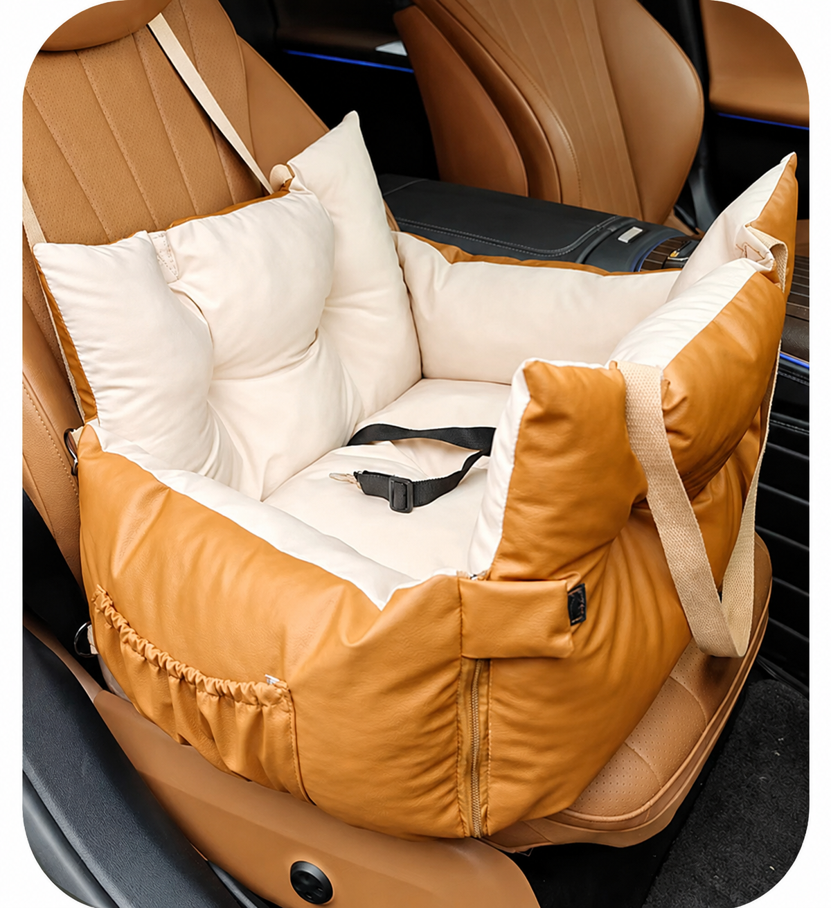 AuriPaw 2-in-1 Dog Car Seat & Travel Bed – Water-Resistant Pet Booster Bed for Small Dogs & Cats