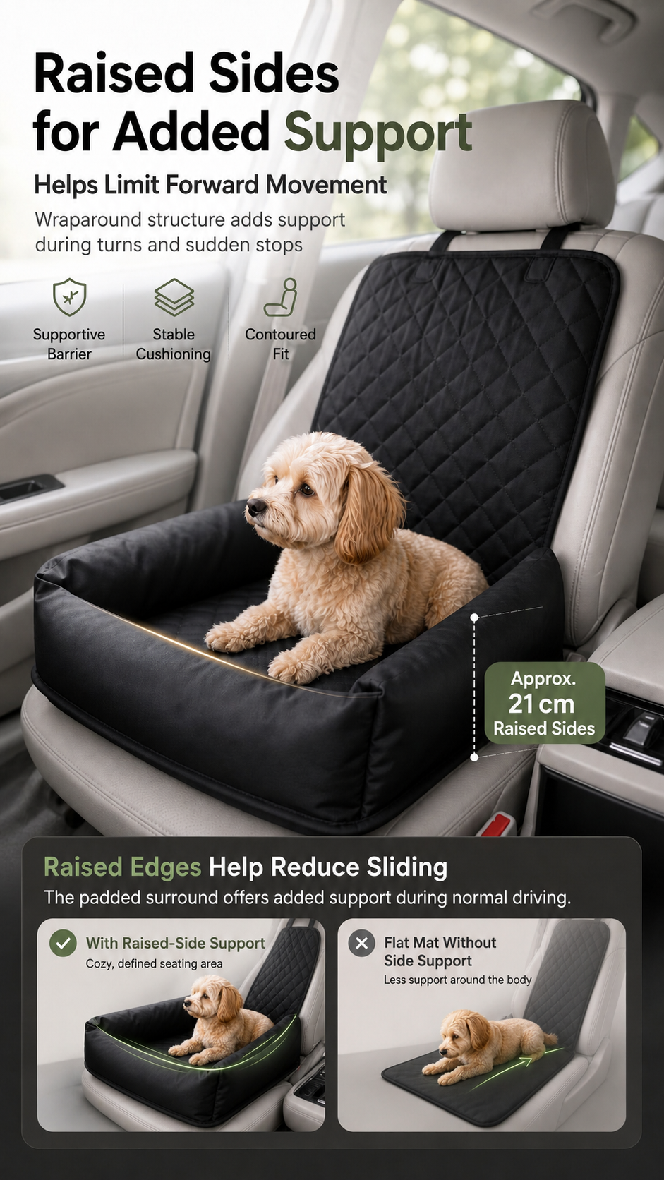 AuriPaw Water-Resistant PU Leather Dog Car Seat Bed – Padded Back Seat Protector for Small & Medium Dogs