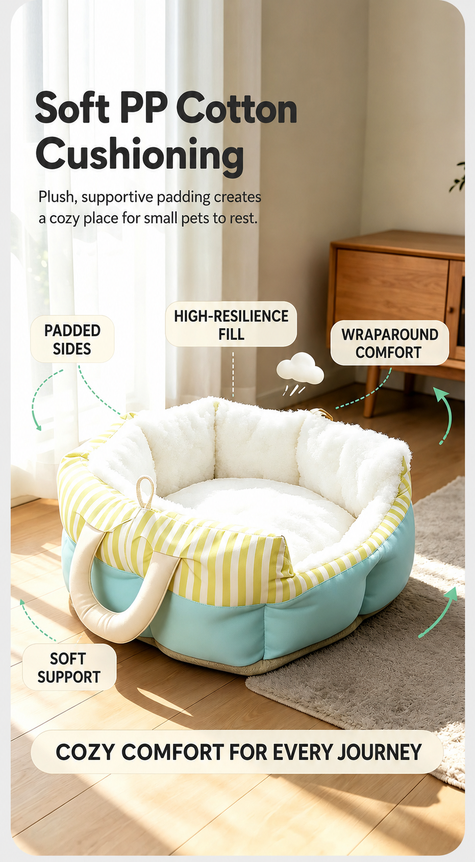 AuriPaw Portable Dog Car Seat & Travel Bed – Washable Pet Sofa Bed for Small Dogs & Cats