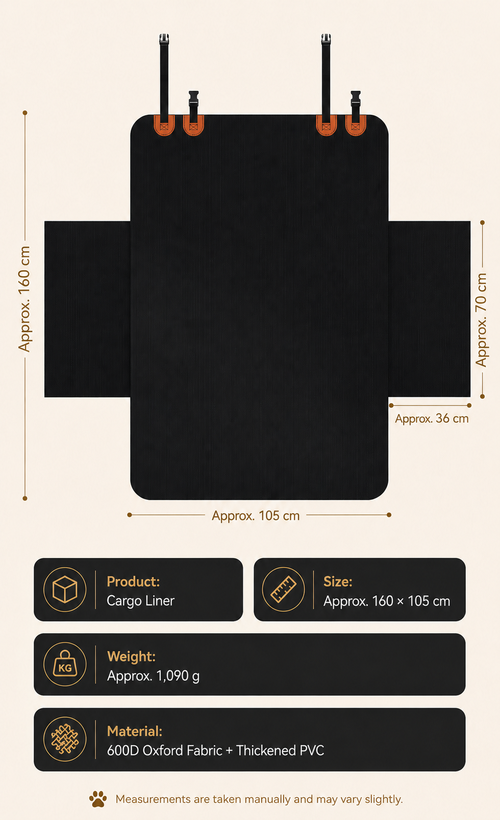 AuriPaw Waterproof Dog Cargo Liner – Anti-Scratch Trunk Protector for SUVs