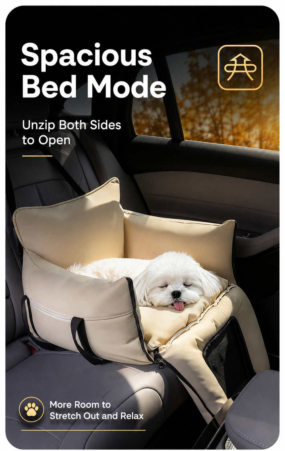 AuriPaw 2-in-1 Portable Dog & Cat Car Seat – Convertible Pet Carrier and Travel Bed