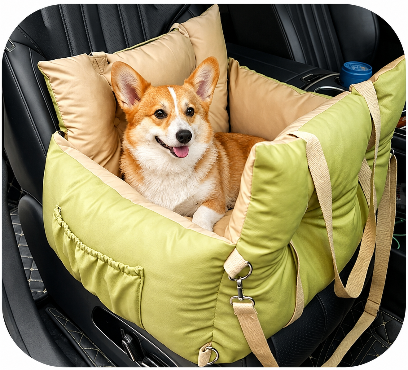 AuriPaw 2-in-1 Dog Car Seat & Travel Bed – Water-Resistant Pet Booster Bed for Small Dogs & Cats