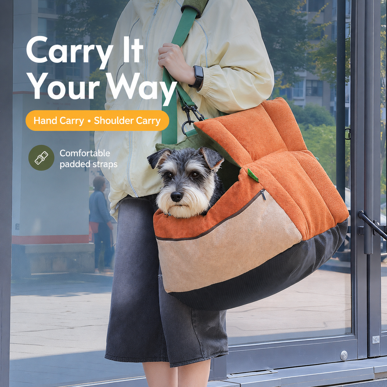 AuriPaw 2-in-1 Dog Car Seat & Portable Travel Bed – Splash-Resistant Pet Carrier