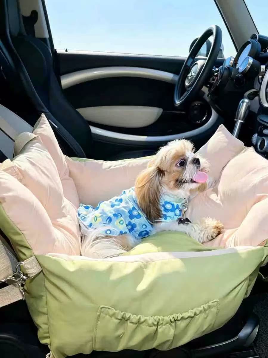 AuriPaw 2-in-1 Dog Car Seat & Travel Bed – Water-Resistant Pet Booster Bed for Small Dogs & Cats