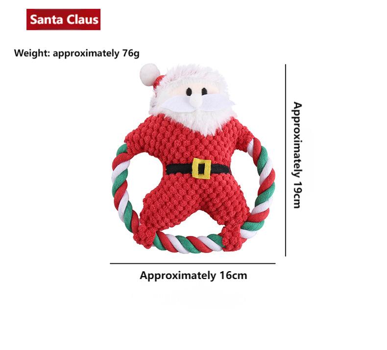 Christmas Plush Dog Toy – Squeaky Chew & Interactive Cotton Rope Pet Toy