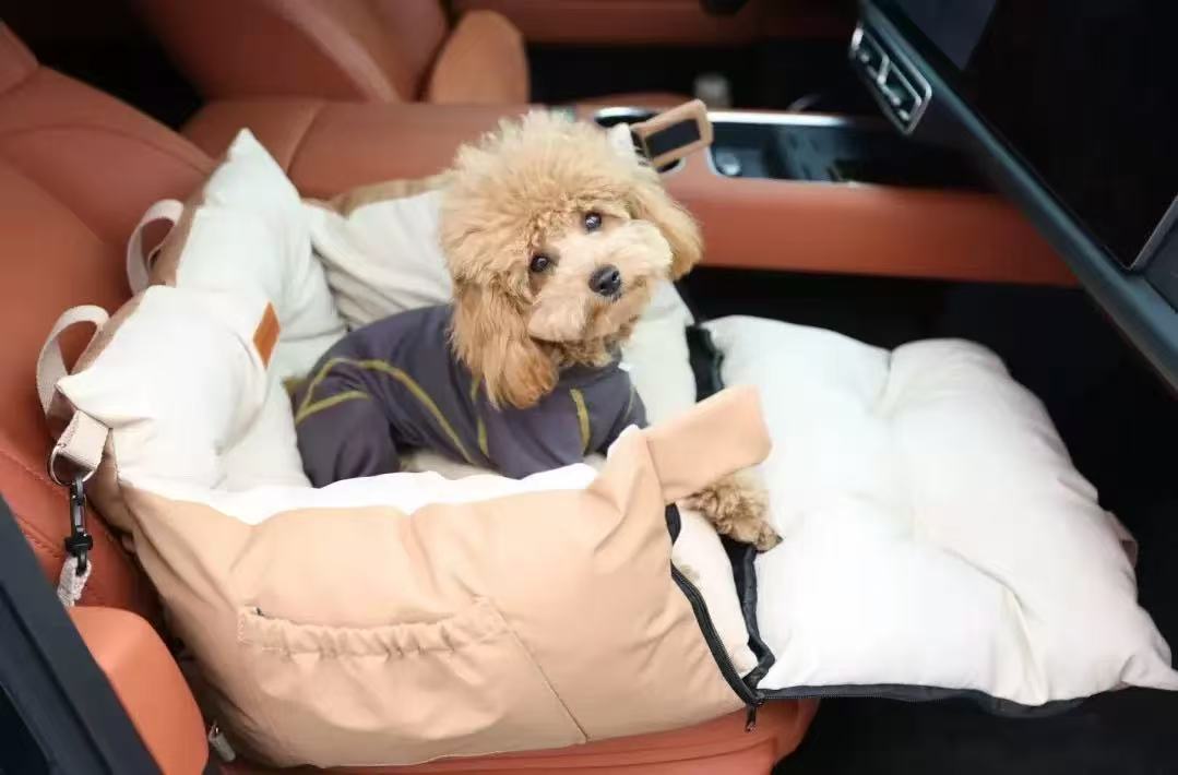 AuriPaw 2-in-1 Dog Car Seat & Travel Bed – Water-Resistant Pet Booster Bed for Small Dogs & Cats