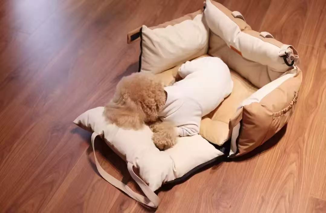 AuriPaw 2-in-1 Dog Car Seat & Travel Bed – Water-Resistant Pet Booster Bed for Small Dogs & Cats