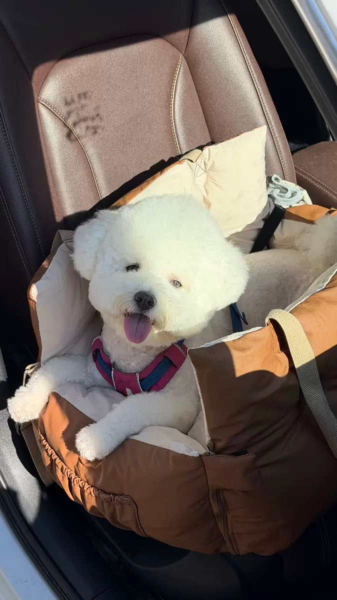 AuriPaw 2-in-1 Dog Car Seat & Travel Bed – Water-Resistant Pet Booster Bed for Small Dogs & Cats