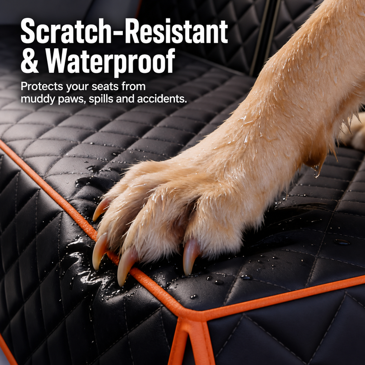 AuriPaw Waterproof Dog Car Seat Cover – Scratch-Resistant Rear Bench Protector with Armrest Access