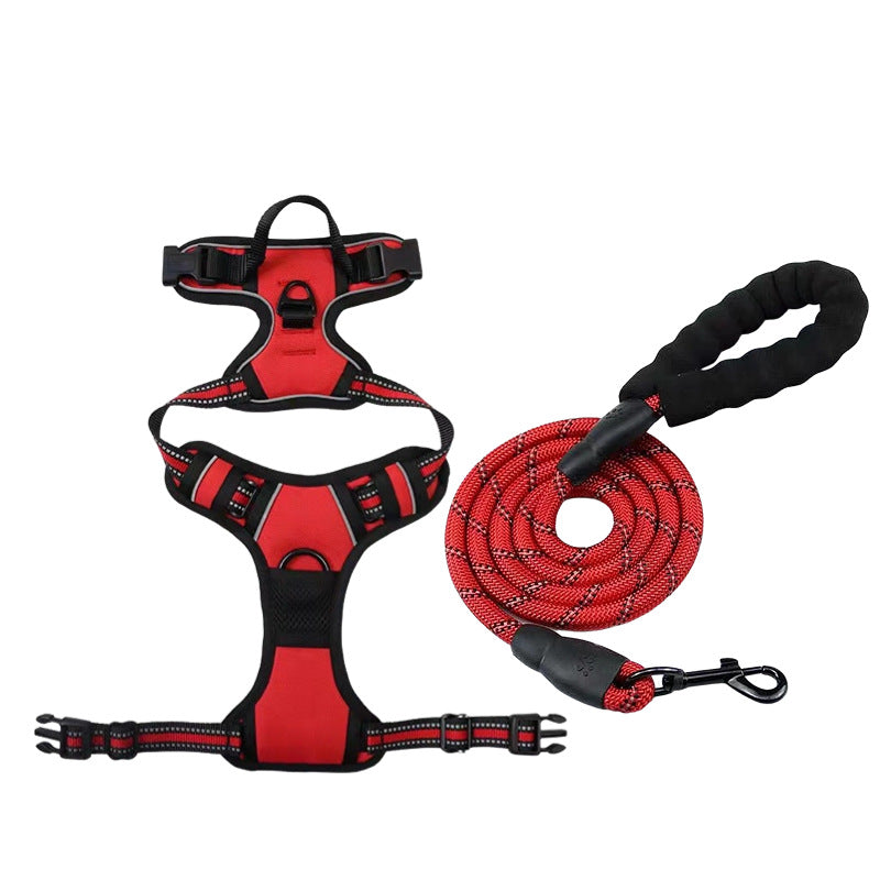 Large Dog Nylon Leash & Chest Harness Set – Comfortable, Durable, and Adjustable