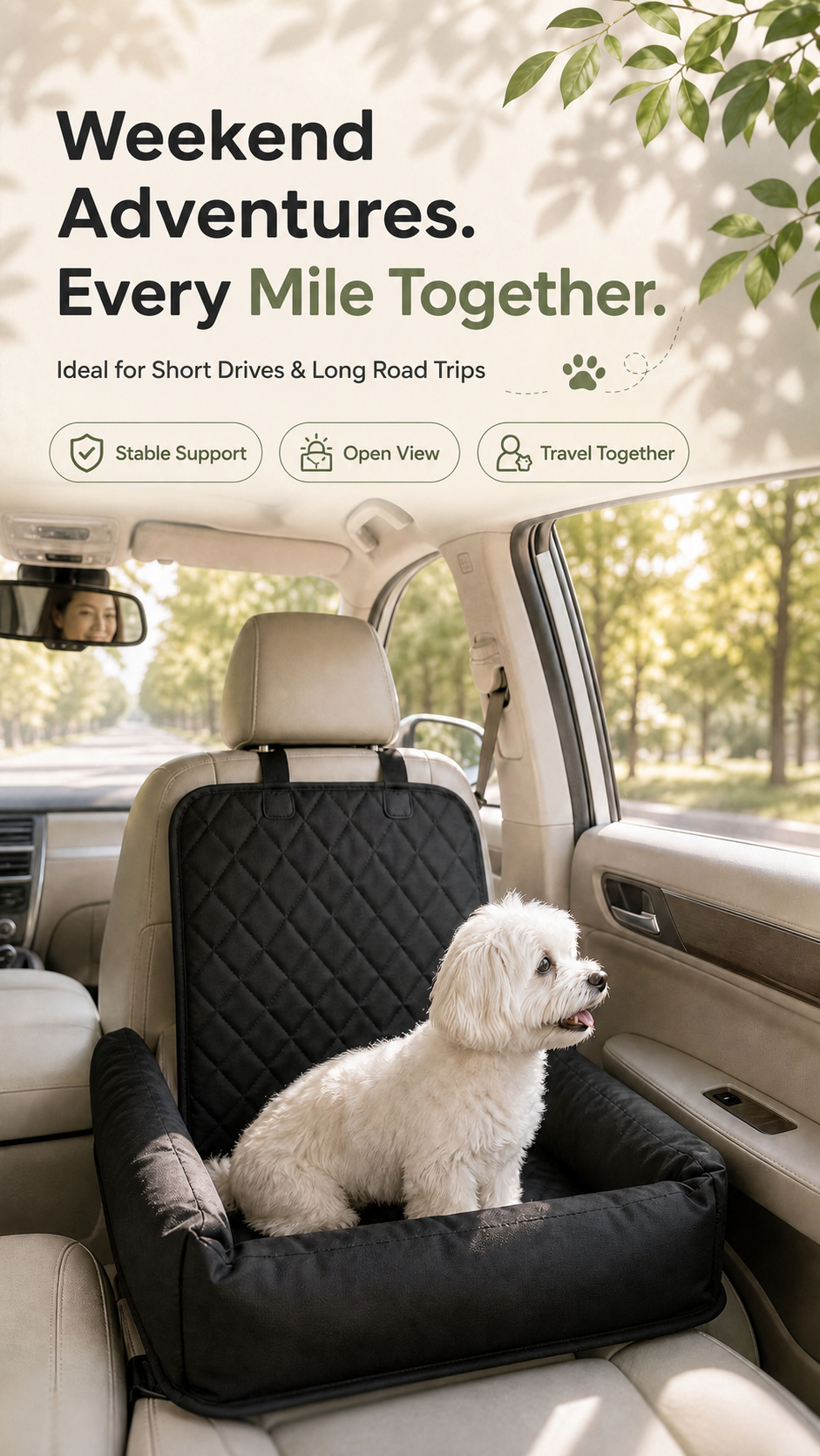 AuriPaw Water-Resistant PU Leather Dog Car Seat Bed – Padded Back Seat Protector for Small & Medium Dogs