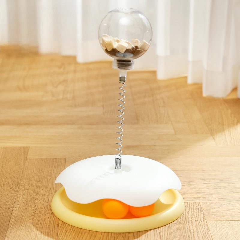 Interactive Cat Toy Set – Treat Dispensing Ball, Teaser Wand & Spinning Play Station for Self-Entertainment