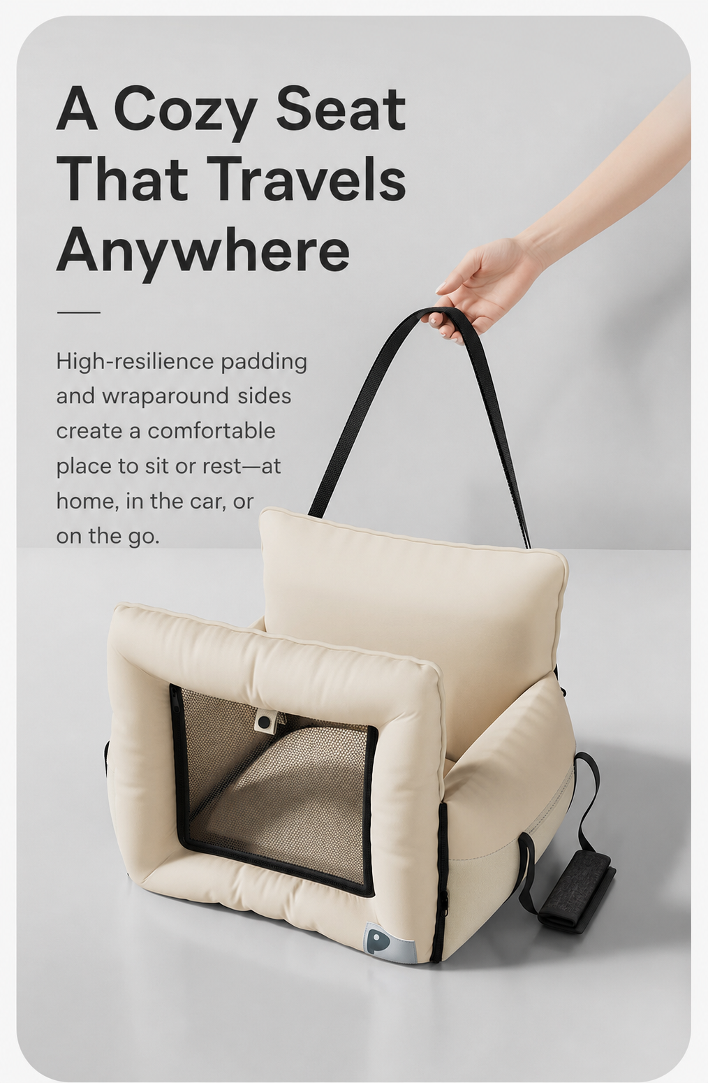 AuriPaw 2-in-1 Portable Dog & Cat Car Seat – Convertible Pet Carrier and Travel Bed