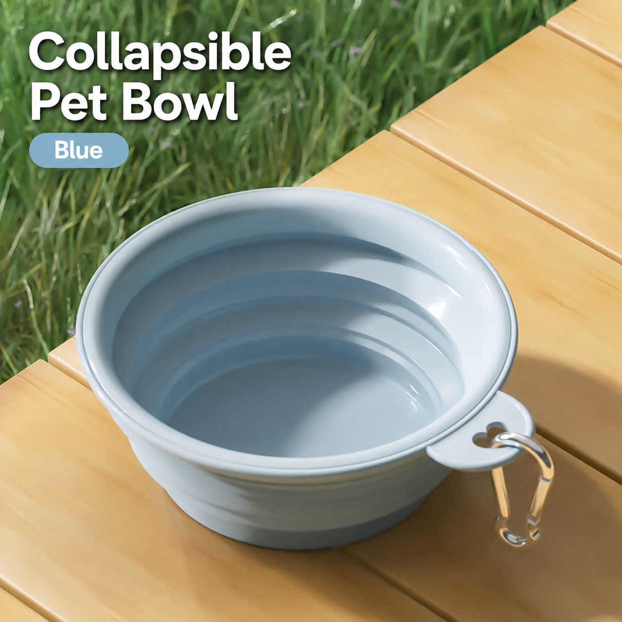 AuriPaw Collapsible Dog Travel Bowl with Carabiner 2PCS – Portable Silicone Food & Water Bowl