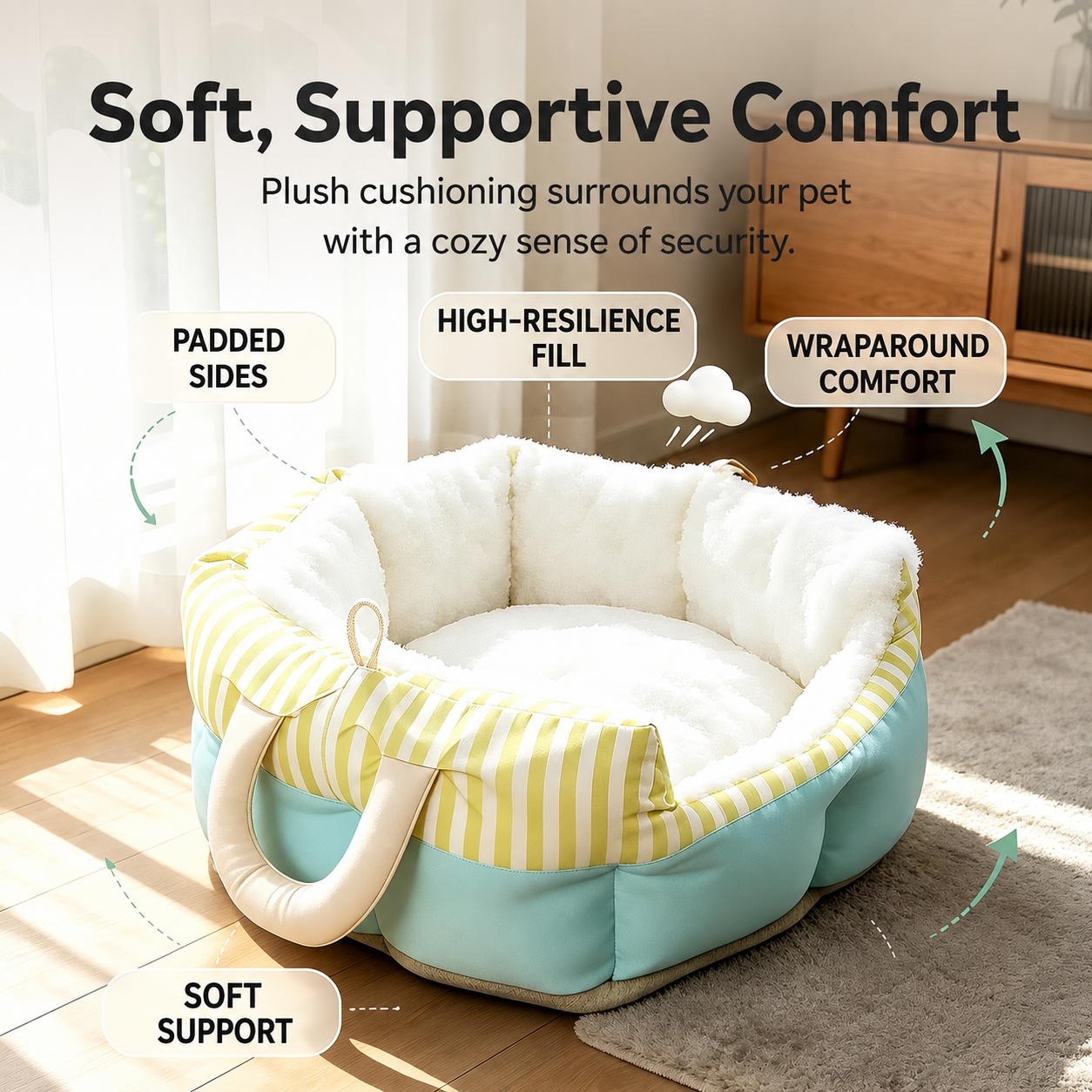 AuriPaw Portable Dog Car Seat & Travel Bed – Washable Pet Sofa Bed for Small Dogs & Cats