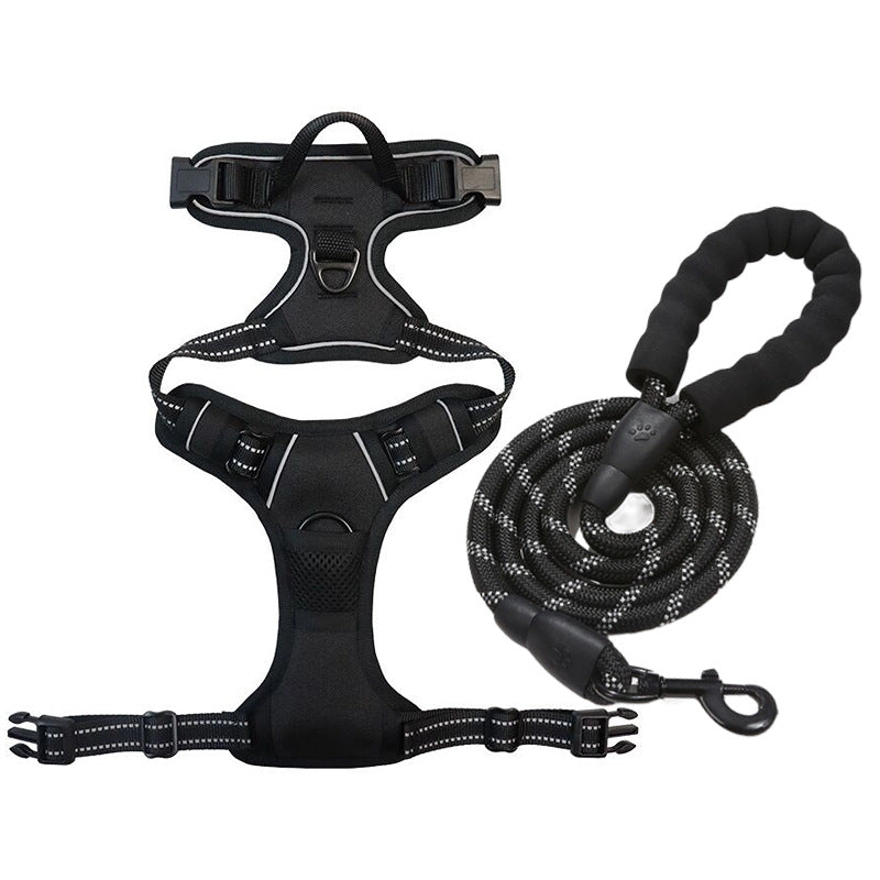 Large Dog Nylon Leash & Chest Harness Set – Comfortable, Durable, and Adjustable