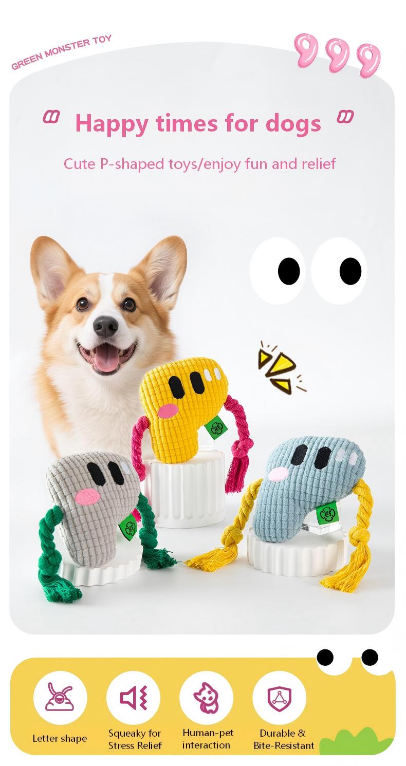 Interactive Alphabet Dog Toy – Squeaky Rope for Fun Playtime
