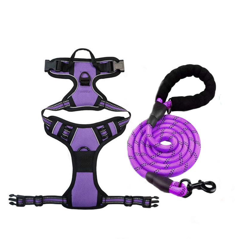 Large Dog Nylon Leash & Chest Harness Set – Comfortable, Durable, and Adjustable