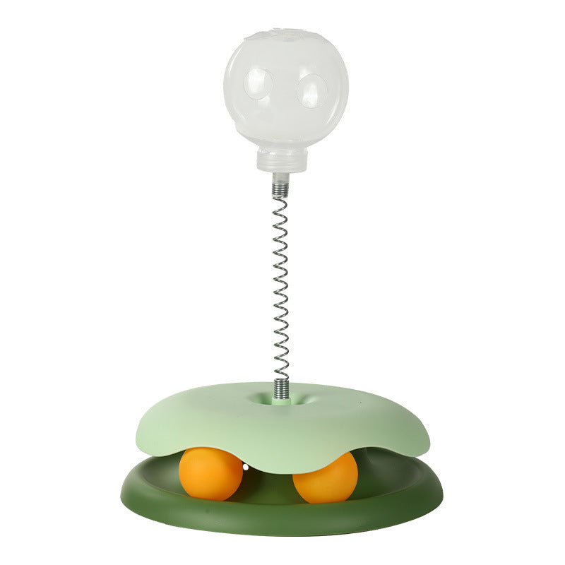 Interactive Cat Toy Set – Treat Dispensing Ball, Teaser Wand & Spinning Play Station for Self-Entertainment