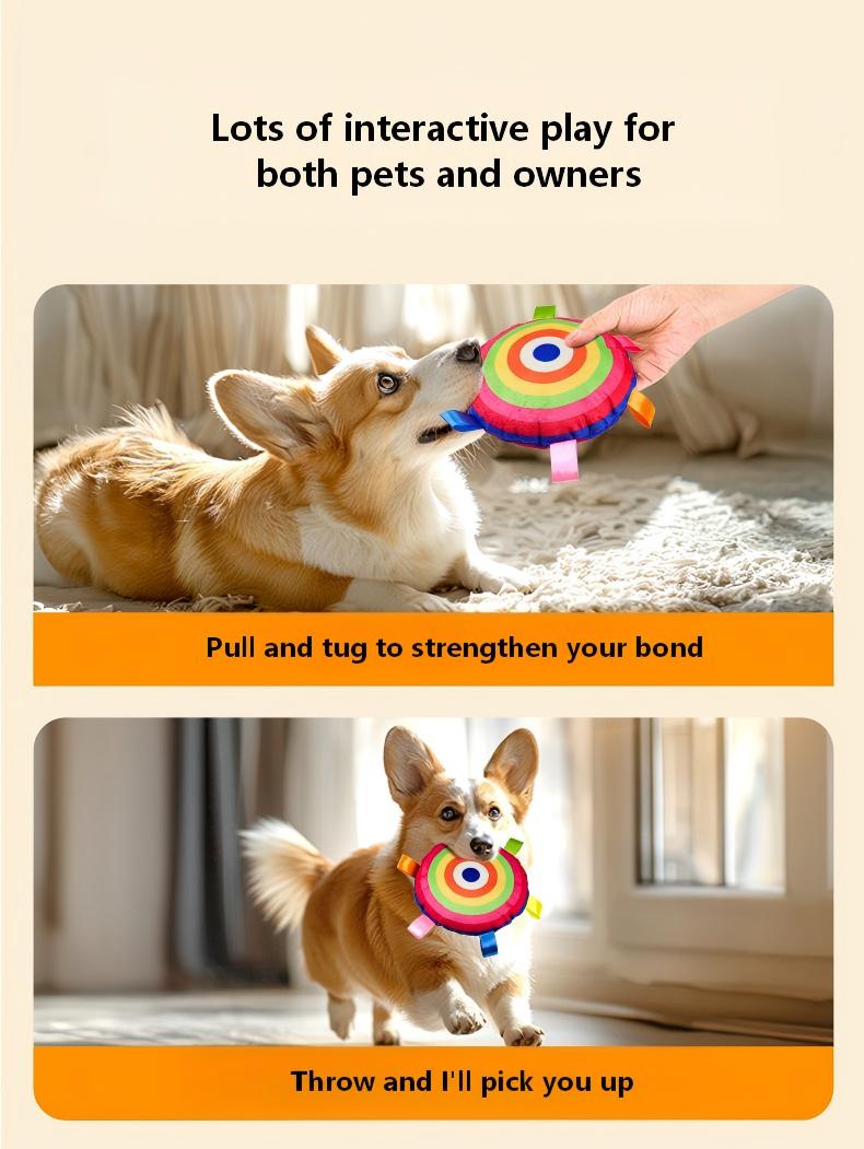 2-Pack Colorful Plush Frisbee Dog Toy Set – Dark & Light Combo for Interactive Fun and Durable Playtime