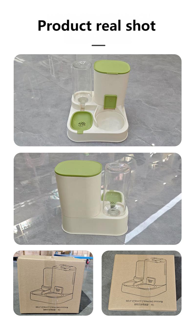 2-in-1 Pet Feeder & Water Dispenser, Stainless Steel & Food-Grade PP For Cats And Dogs High quality Brown/Blue/Green