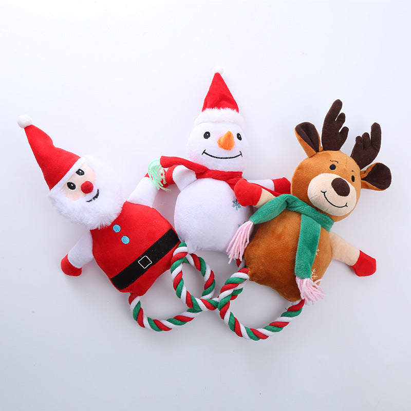 Christmas Dog Rope Toy – Tough Chew, Squeaky & Dental Interactive Play