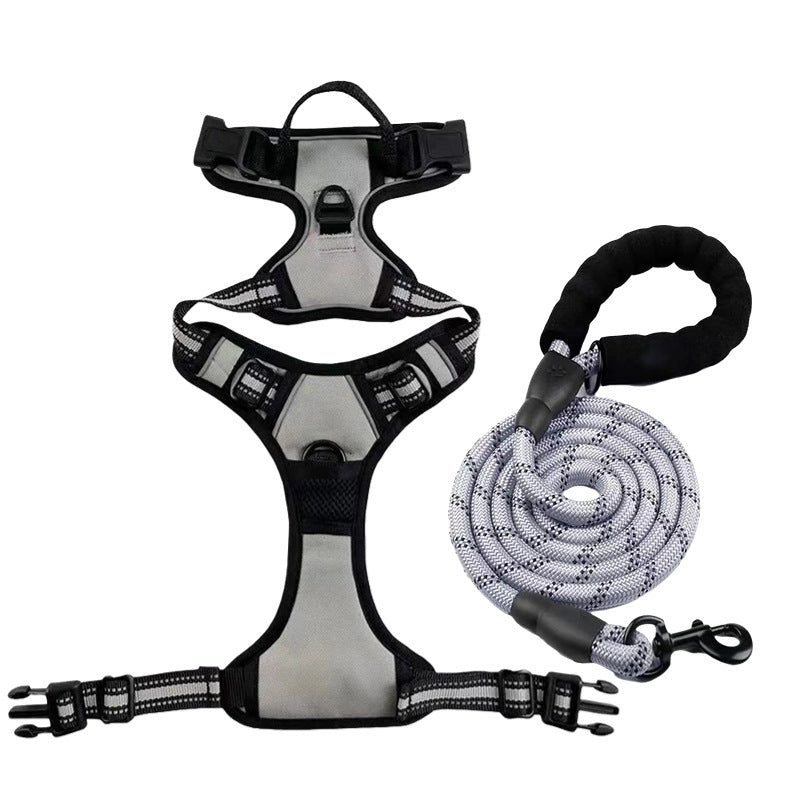 Large Dog Nylon Leash & Chest Harness Set – Comfortable, Durable, and Adjustable