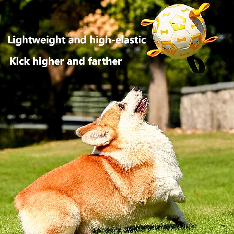 Interactive Dog Soccer Ball Toy – 19cm Durable PU Pet Football for Dogs & Cats, Outdoor Training & Play