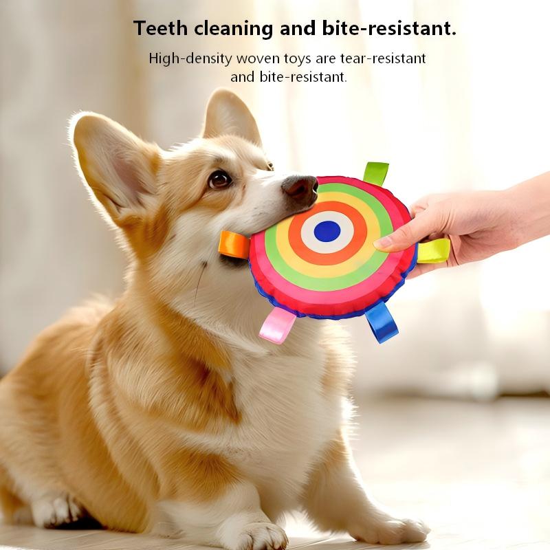 2-Pack Colorful Plush Frisbee Dog Toy Set – Dark & Light Combo for Interactive Fun and Durable Playtime