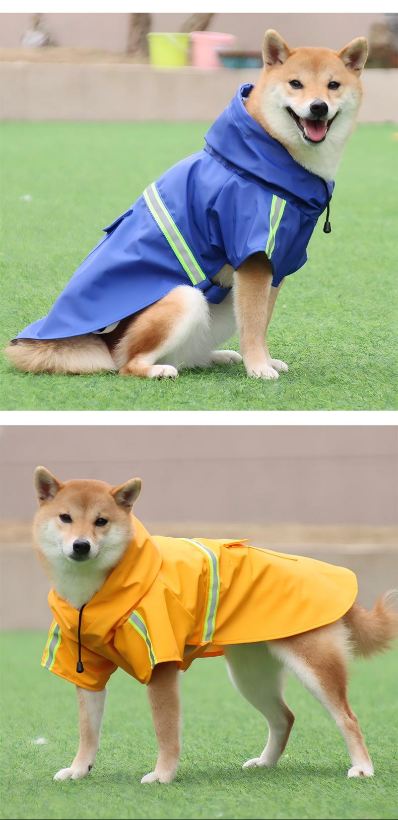 AuriPaw Large Dog Raincoat – Waterproof Reflective Dog Rain Jacket with Hood, Lightweight Two-Leg Design for Outdoor Walking & Safety