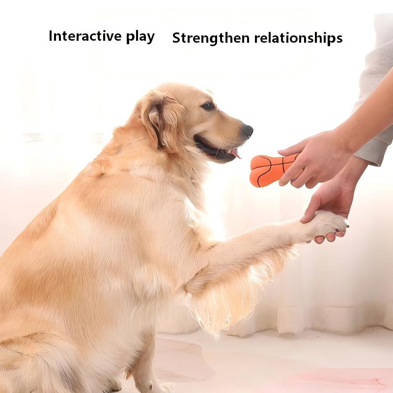 Durable Latex Dog Chew Toys 2PCS – Basketball & Soccer Bone Set with Sound for Fun & Entertainment