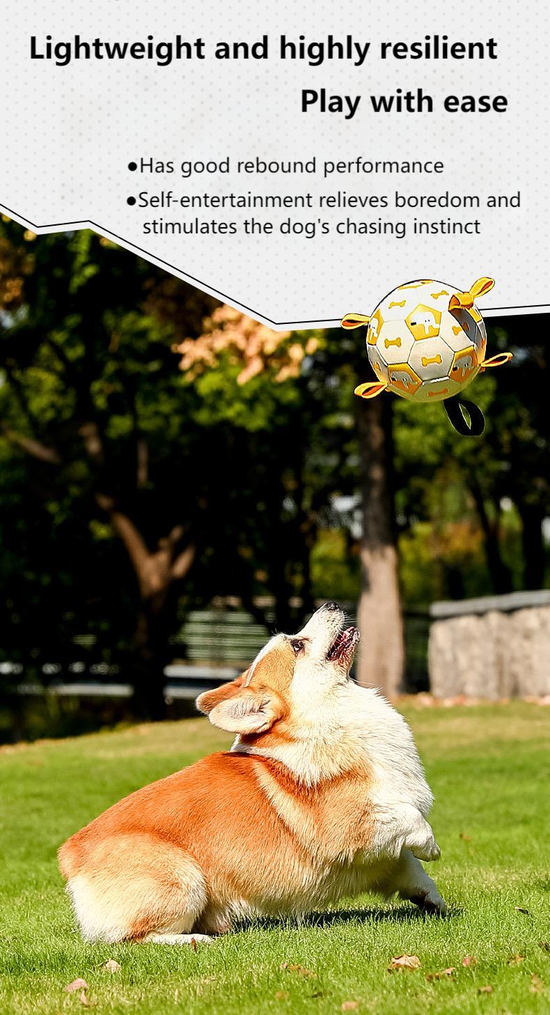 Interactive Dog Soccer Ball Toy – 19cm Durable PU Pet Football for Dogs & Cats, Outdoor Training & Play