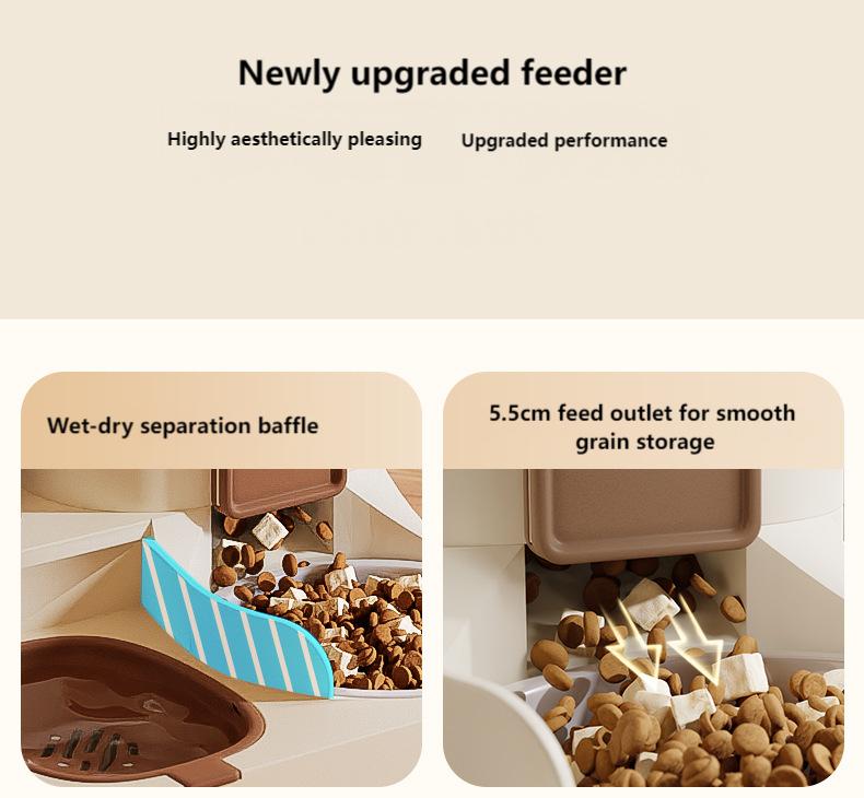 2-in-1 Pet Feeder & Water Dispenser, Stainless Steel & Food-Grade PP For Cats And Dogs High quality Brown/Blue/Green